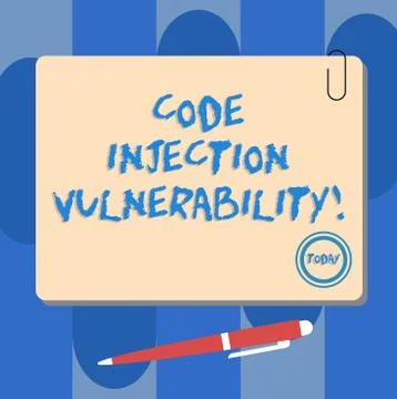 Writing note showing Code Injection Vulnerability. Business photo showcasing Stock Illustration