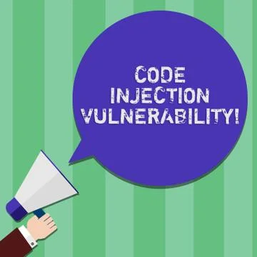 Writing note showing Code Injection Vulnerability. Business photo showcasing Illustrazione stock