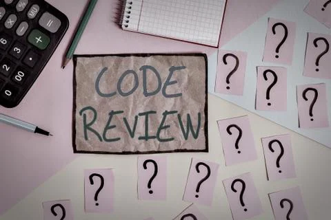 Writing note showing Code Review. Business photo showcasing single most Photos