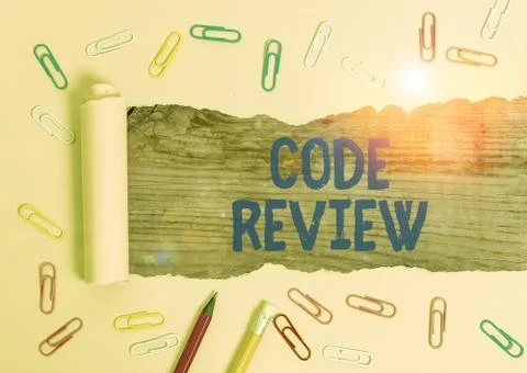 Writing note showing Code Review. Business photo showcasing single most Photos