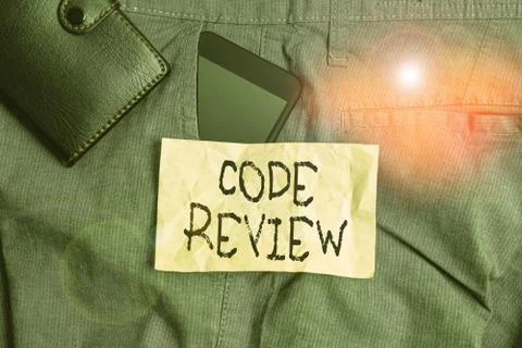 Writing note showing Code Review. Business photo showcasing single most Photos