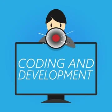 Writing note showing Coding And Development. Business photo showcasing Progra Stock Illustration