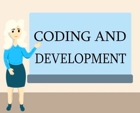 Writing note showing Coding And Development. Business photo showcasing Stock Illustration