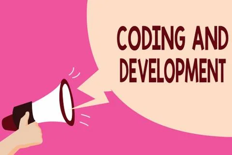 Writing note showing Coding And Development. Business photo showcasing Progra Stock Illustration