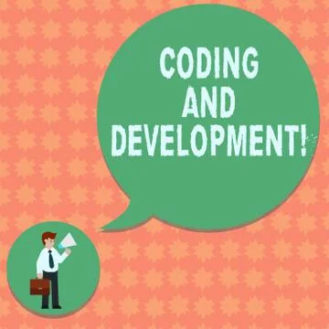 Writing note showing Coding And Development. Business photo showcasing To Stock Illustration