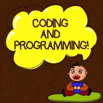 Writing note showing Coding And Programming. Business photo showcasing Design Stock-Illustration