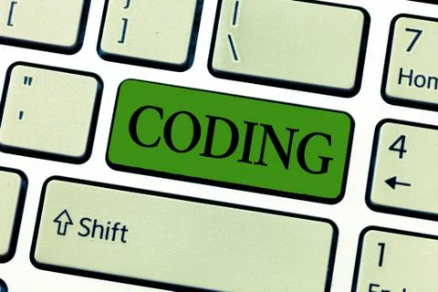 Writing note showing Coding. Business photo showcasing assigning code to Stockfoto's