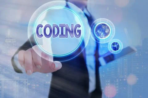Writing note showing Coding. Business photo showcasing assigning code to 写真素材