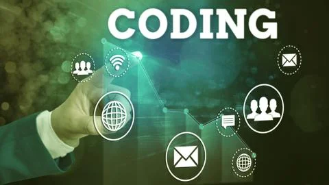 Writing note showing Coding. Business photo showcasing assigning code to Stockfoto's