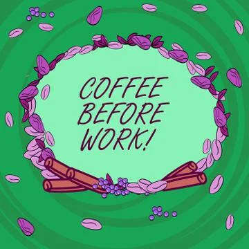 Writing note showing Coffee Before Work. Business photo showcasing take hot Stock Illustration