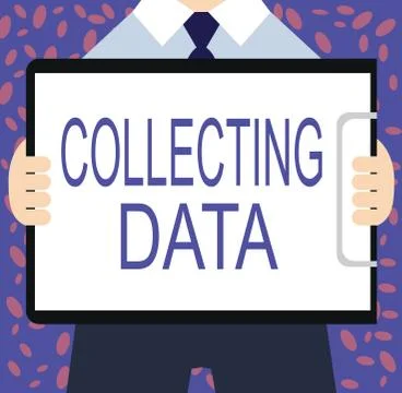 Writing note showing Collecting Data. Business photo showcasing Gathering and Stock Illustration