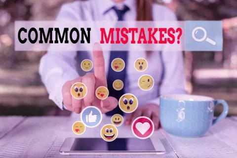 Writing note showing Common Mistakes question. Business photo showcasing repeat 写真素材