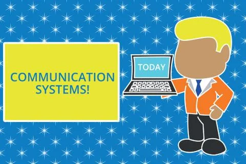 Writing note showing Communication Systems. Business photo showcasing Flow of Stock Illustration