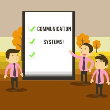 Writing note showing Communication Systems. Business photo showcasing Flow of Stock Illustration