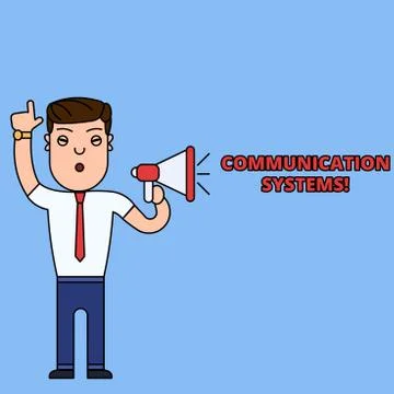 Writing note showing Communication Systems. Business photo showcasing Flow of Stock Illustration