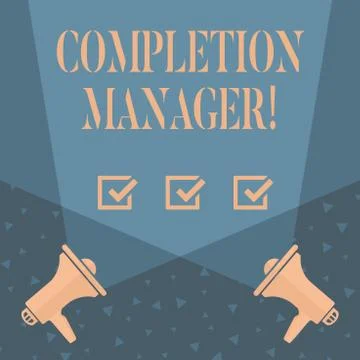 Writing note showing Completion Manager. Business photo showcasing oversees all Stock Illustration