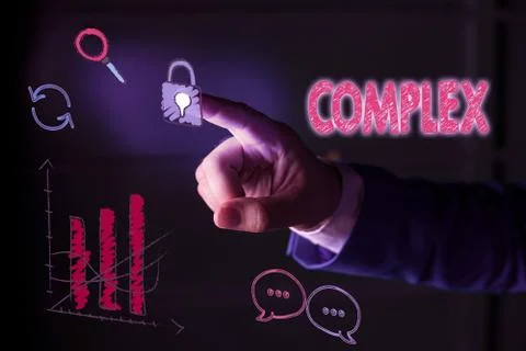Writing note showing Complex. Business photo showcasing the significant ideas Foto stock