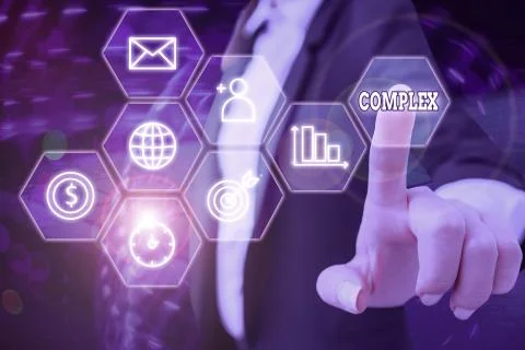 Writing note showing Complex. Business photo showcasing the significant ideas Foto stock
