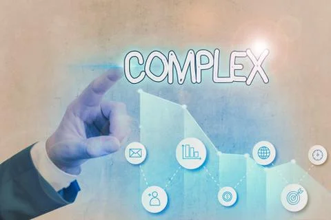 Writing note showing Complex. Business photo showcasing the significant ideas Foto stock