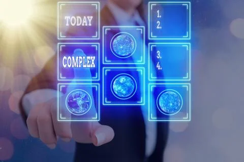Writing note showing Complex. Business photo showcasing the significant ideas Foto stock