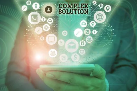 Writing note showing Complex Solution. Business photo showcasing significant Foto stock