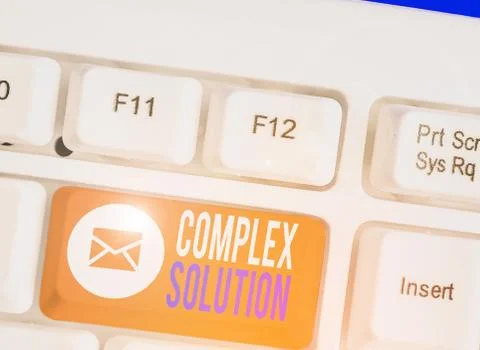 Writing note showing Complex Solution. Business photo showcasing significant Foto stock