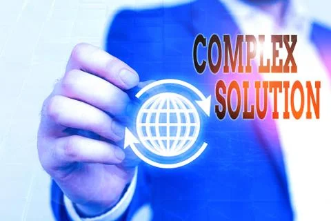 Writing note showing Complex Solution. Business photo showcasing significant Foto stock