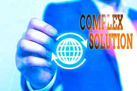 Writing note showing Complex Solution. Business photo showcasing significant Foto stock