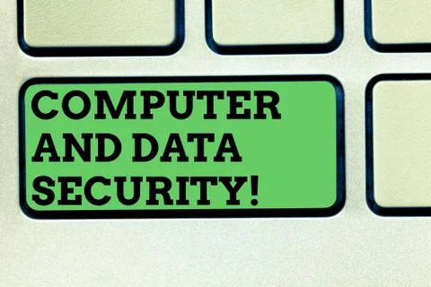 Writing note showing Computer And Data Security. Business photo showcasing Foto stock