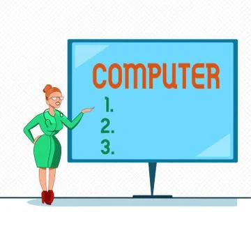 Writing note showing Computer. Business photo showcasing electronic device Stock Illustration