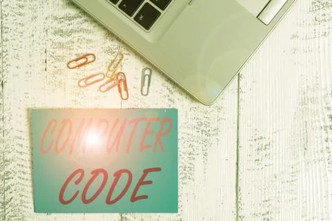 Writing note showing Computer Code. Business photo showcasing Set of Foto stock