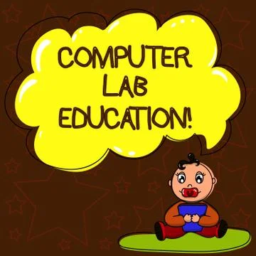 Writing note showing Computer Lab Education. Business photo showcasing Room or Stock Illustration