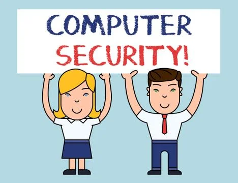 Writing note showing Computer Security. Business photo showcasing protection of Stock Illustration