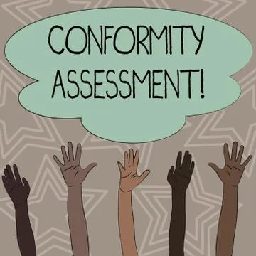 Writing note showing Conformity Assessment. Business photo showcasing Evaluation Ilustração Stock