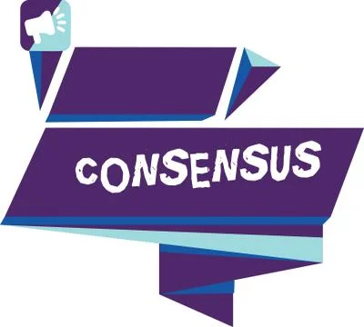 Writing note showing Consensus. Business photo showcasing general agreement Stock Illustration