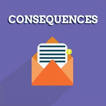 Writing note showing Consequences. Business photo showcasing Effect result or Illustrazione stock