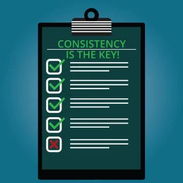 Writing note showing Consistency Is The Key. Business photo showcasing Full Illustrazione stock