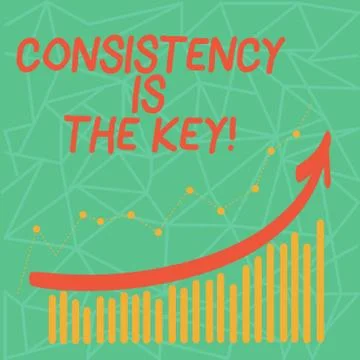 Writing note showing Consistency Is The Key. Business photo showcasing by Bre イラスト素材