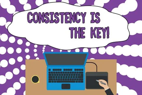 Writing note showing Consistency Is The Key. Business photo showcasing by 스톡 일러스트