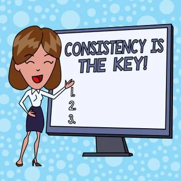 Writing note showing Consistency Is The Key. Business photo showcasing by Stock Illustration