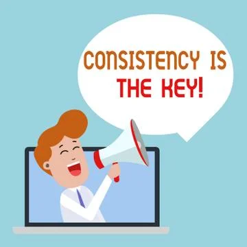 Writing note showing Consistency Is The Key. Business photo showcasing by 스톡 일러스트