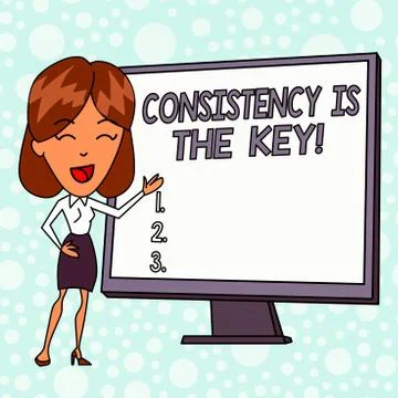 Writing note showing Consistency Is The Key. Business photo showcasing by 스톡 일러스트