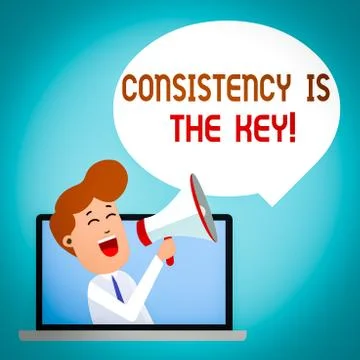Writing note showing Consistency Is The Key. Business photo showcasing by Stock Illustration