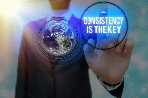 Writing note showing Consistency Is The Key. Business photo showcasing by Stock Photos