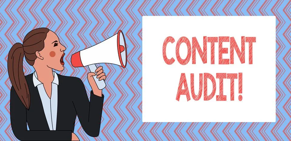 Writing note showing Content Audit. Business photo showcasing process of Illustrazione stock