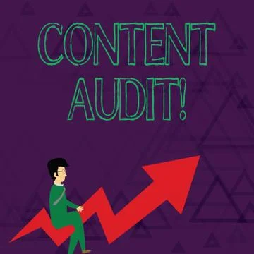 Writing note showing Content Audit. Business photo showcasing process of Illustrazione stock
