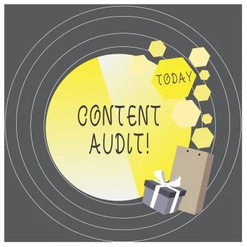 Writing note showing Content Audit. Business photo showcasing process of Illustrazione stock
