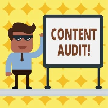 Writing note showing Content Audit. Business photo showcasing process of Illustrazione stock