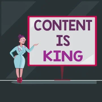 Writing note showing Content Is King. Business photo showcasing believe that Stock Illustration