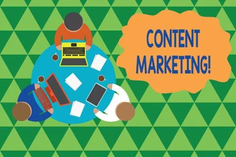 Writing note showing Content Marketing. Business photo showcasing Involves the 库存插图